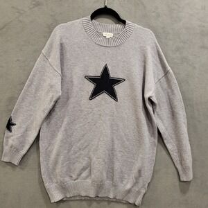 Justify Black Pullover Sweater Women's Size XL Stars‎ Warm Cozy Comfy Casual